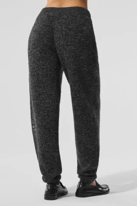 Pantalones de jerséu veteados – Negro veteado