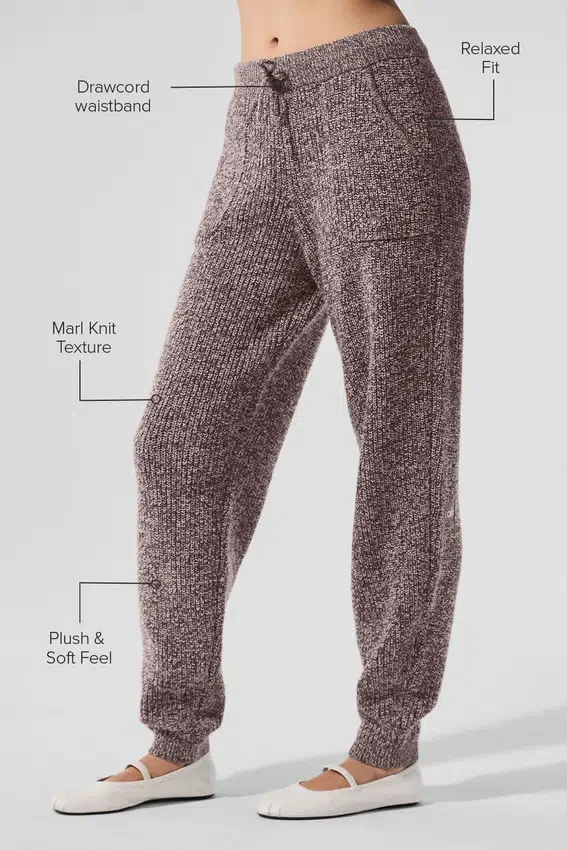 Pantalones de jerséu veteados - Veteado champiñón
