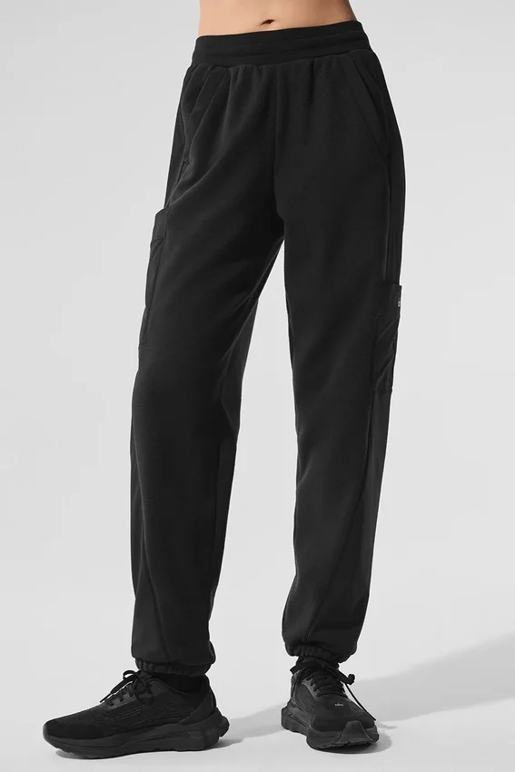 Pantalones de mezcla invernal de forro polar - Negro