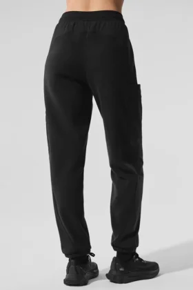 Pantalones de mezcla invernal de forro polar – Negro