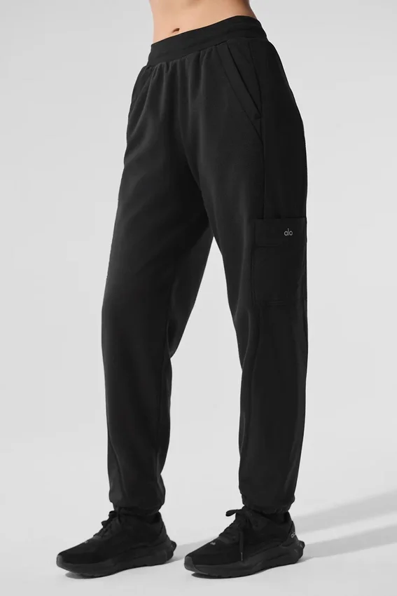 Pantalones de mezcla invernal de forro polar - Negro