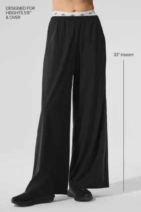 Pantalones de pierna ancha Breezy (largo) – Negro