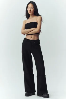 Pantalones de pierna ancha Nightcap de mezcla de lana - Negro