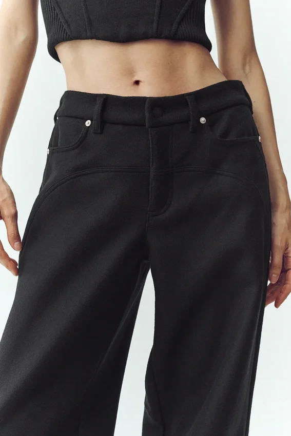 Pantalones de pierna ancha Nightcap de mezcla de lana - Negro