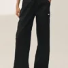 Pantalones de pierna ancha Riviera de mezcla de lino - Negro