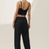 Pantalones de pierna ancha Riviera de mezcla de lino - Negro