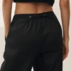 Pantalones de pierna ancha Riviera de mezcla de lino - Negro