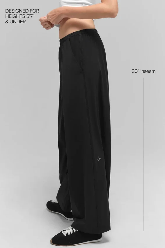 Pantalones de pierna ancha y aireados (Regular) - Negro