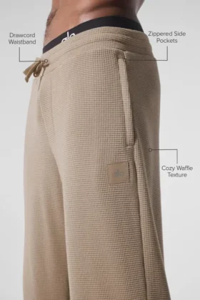 Pantalones de pierna recta Elevate Waffle – Gravel
