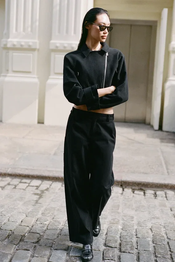 Pantalones de pierna recta High Road - Negro