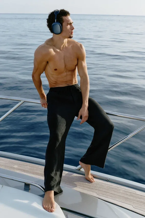 Pantalones de pierna recta Linen Days - Negro