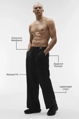 Pantalones de pierna recta Linen Days – Negro