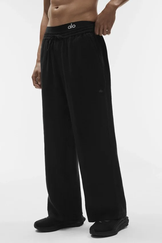 Pantalones de pierna recta Linen Days - Negro