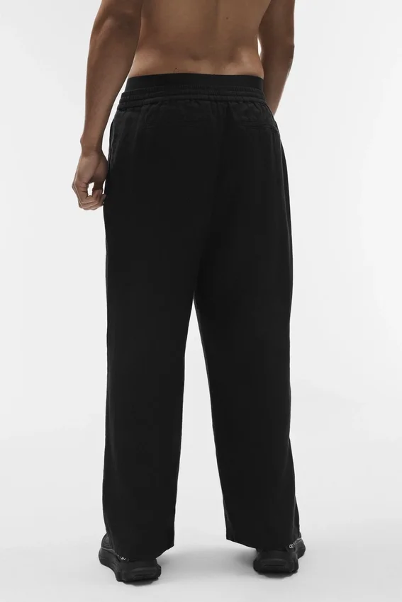 Pantalones de pierna recta Linen Days - Negro