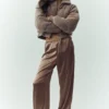 Pantalones de seda luminosa (largo) - Cacao alpino