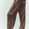 Pantalones de seda luminosa (largo) - Cacao alpino