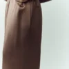 Pantalones de seda luminosa (largo) - Cacao alpino