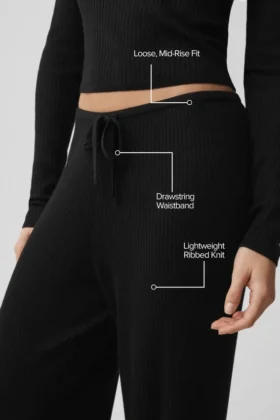 Pantalones de talle medio Unwind de jersé – Negro