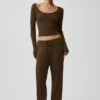 Pantalones de talle medio «Unwind» de jerséu - Espresso