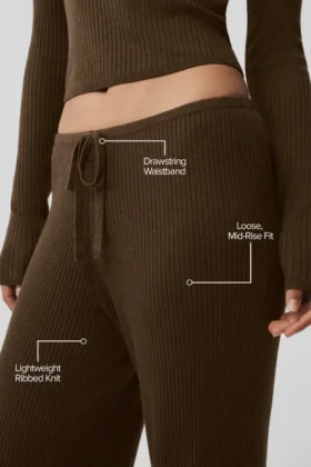 Pantalones de talle medio «Unwind» de jerséu – Espresso