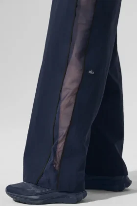 Pantalones deportivos High-Waist de pierna ancha – Azul marino/Negro