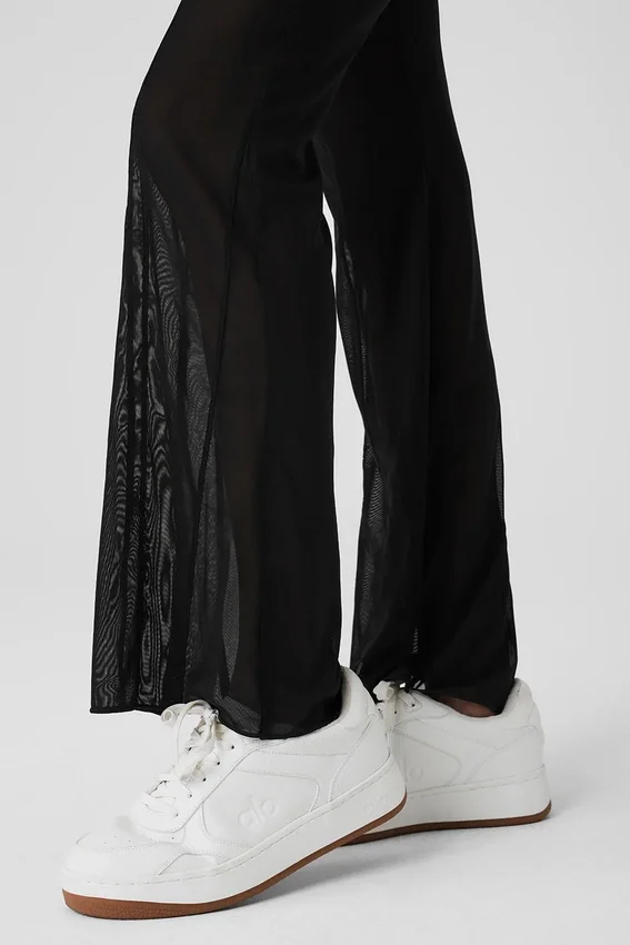 Pantalones Flicker de malla y cintura High-Waist - Negro