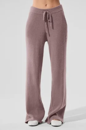 Pantalones High-Waist de pierna ancha estilo jersé — Color seta