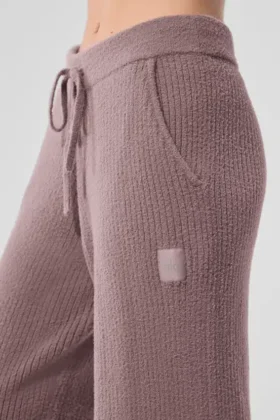Pantalones High-Waist de pierna ancha estilo jersé — Color seta