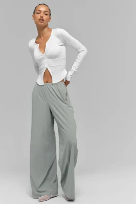 Pantalones holgados y frescos (largo) - Gris lunar