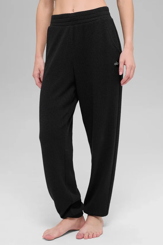 Pantalones jogger Waffle Weekend Escape - Negro