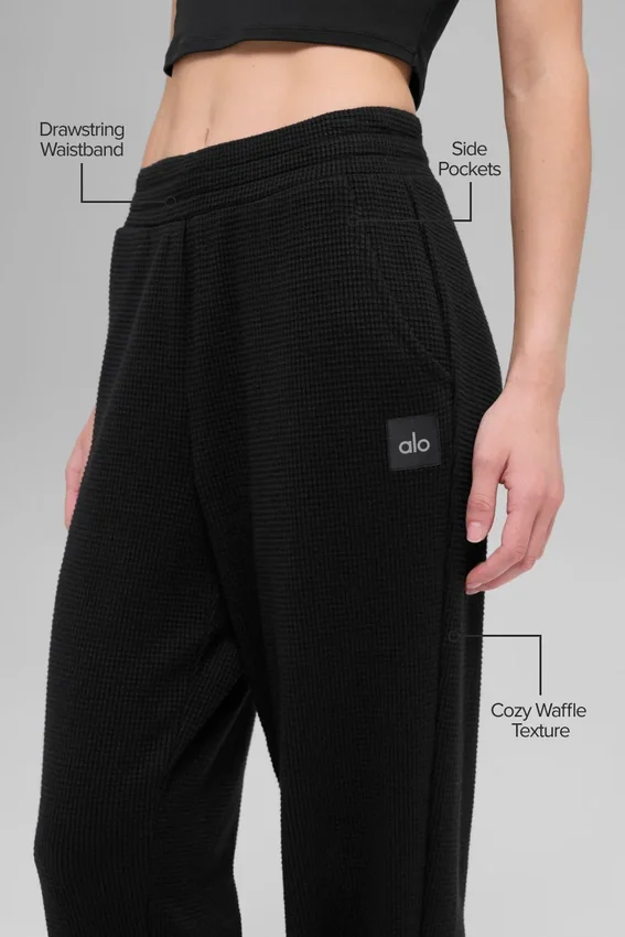 Pantalones jogger Waffle Weekend Escape - Negro