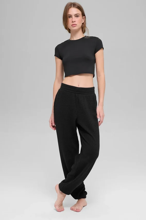 Pantalones jogger Waffle Weekend Escape - Negro