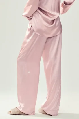 Pantalones Luminous de seda (largo) – Rosa champán