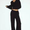 Pantalones Northstar de cachemira, High-Waist y pierna recta - Negro