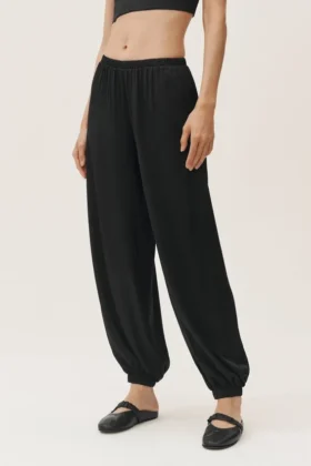 Pantalones Radiance High-Waist en mezcla de seda - Negro