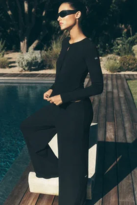 Pantalones rectos Dreamlight de talle medio - Negro