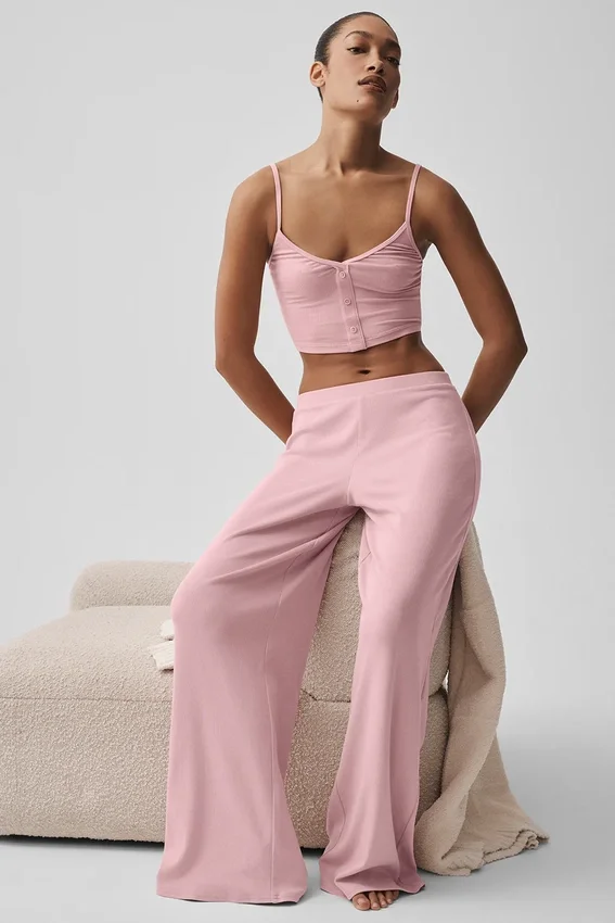 Pantalones rectos Dreamlight de talle medio - Rosa vintage