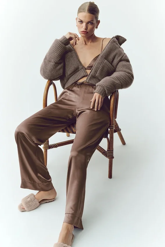 Pantalones Silk Luminous (corte regular) - Cacao alpino