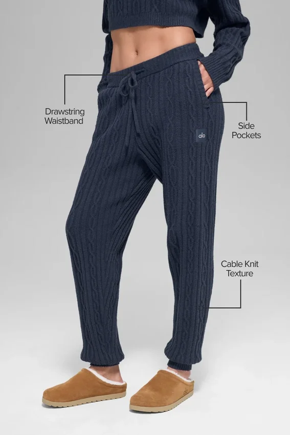 Pantalones Winter Bliss de punto trenzado - Azul marino