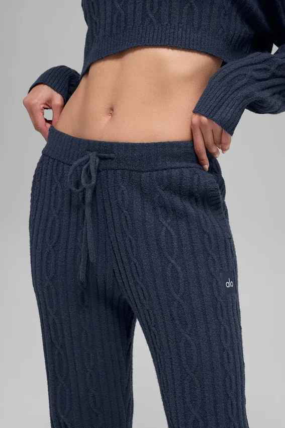 Pantalones Winter Bliss de punto trenzado - Azul marino