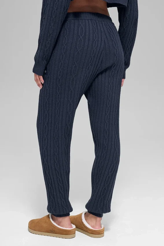 Pantalones Winter Bliss de punto trenzado - Azul marino