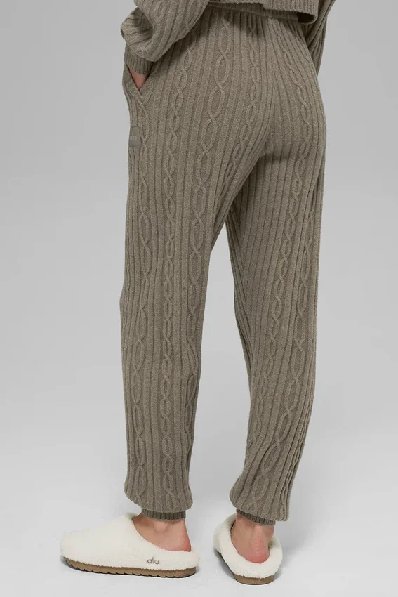 Pantalones Winter Bliss de punto trenzado - Cacao claro