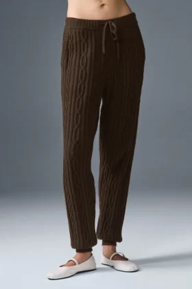 Pantalones Winter Bliss de punto trenzado - Espresso
