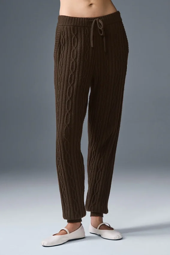 Pantalones Winter Bliss de punto trenzado - Espresso