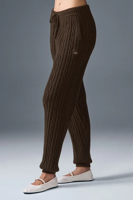 Pantalones Winter Bliss de punto trenzado - Espresso