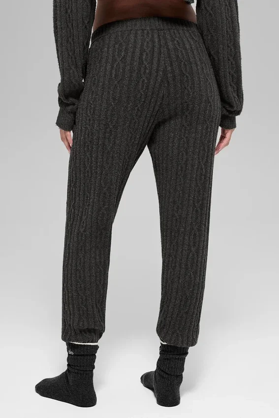 Pantalones Winter Bliss de punto trenzado - Gris jaspeado oscuro