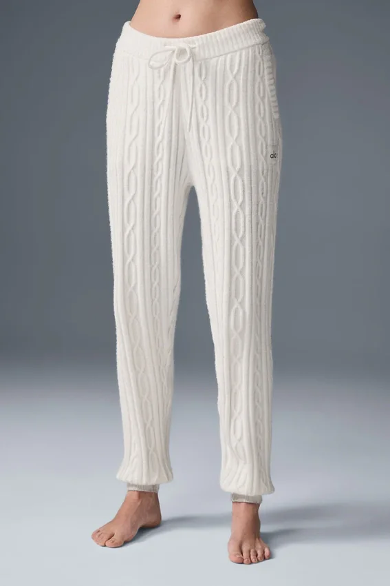 Pantalones Winter Bliss de punto trenzado - Marfil