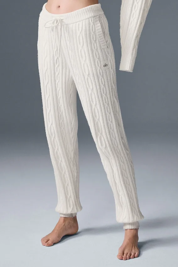 Pantalones Winter Bliss de punto trenzado - Marfil