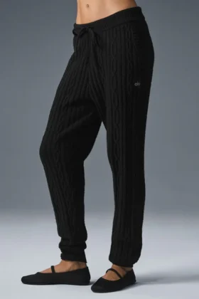 Pantalones Winter Bliss de punto trenzado - Negro