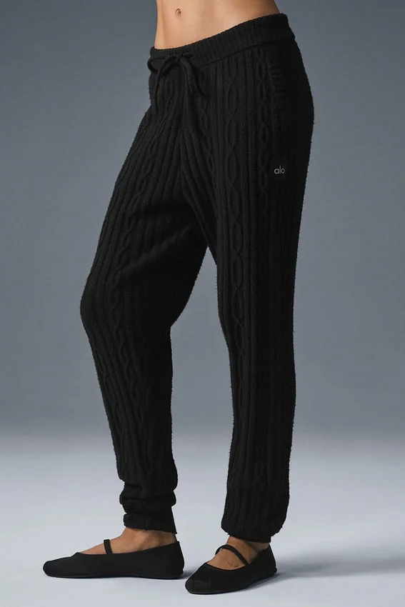 Pantalones Winter Bliss de punto trenzado - Negro